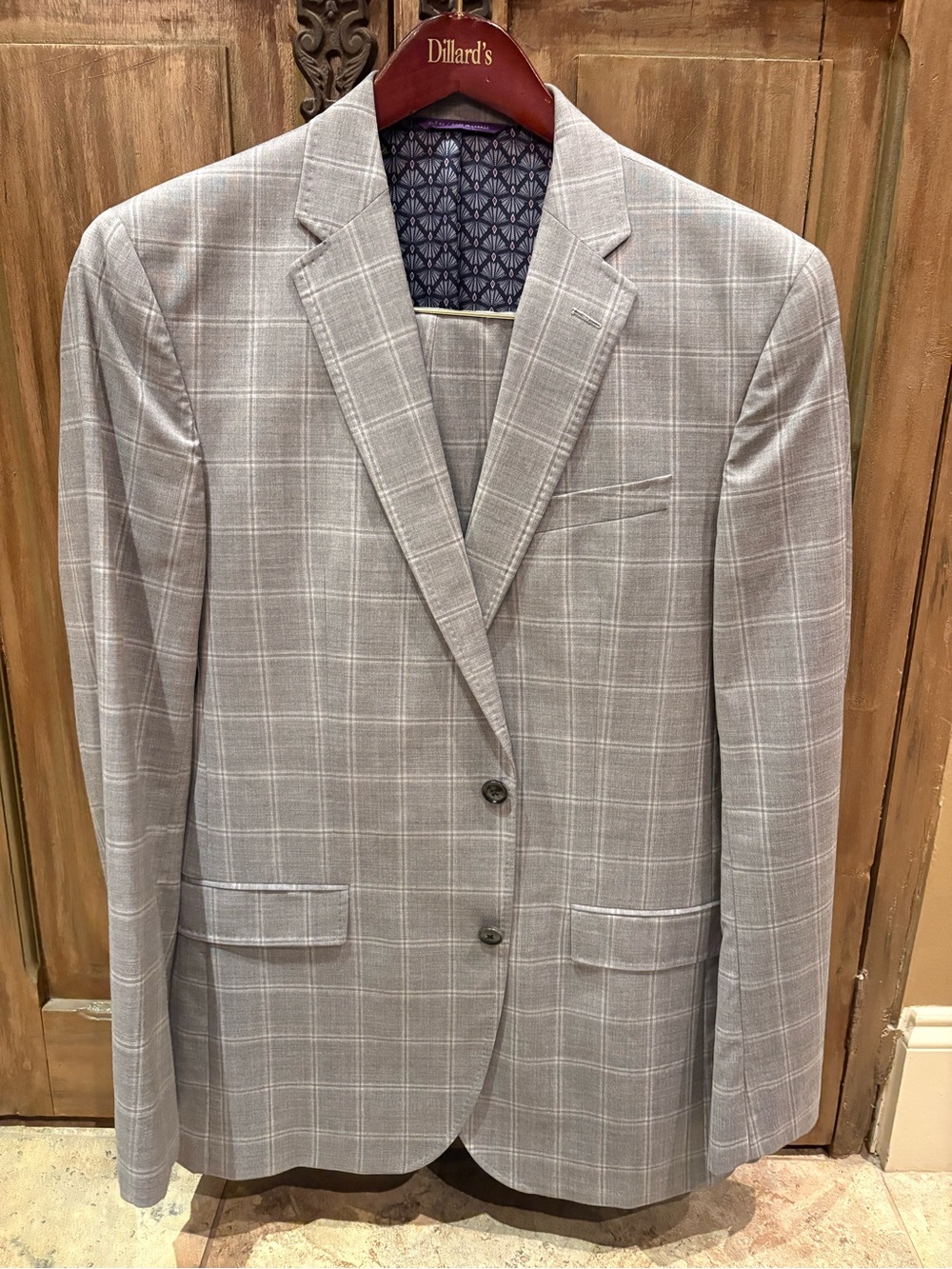 Light Gray Windowpane Men's Suit - Ted Baker